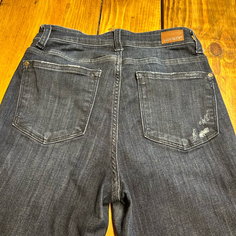 Judy Blue Skinny Blue Jeans Raw Edge Size 27/5 - Picture 8 of 8